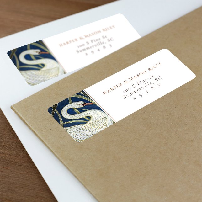 Vintage Swan Floral Custom-Rücksendeadresse (Von Creator hochgeladen)