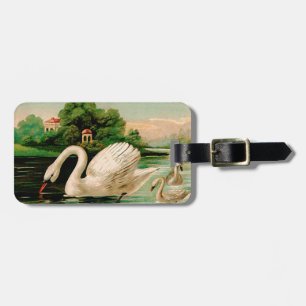 Vintage Swan im Lake Gepäckanhänger