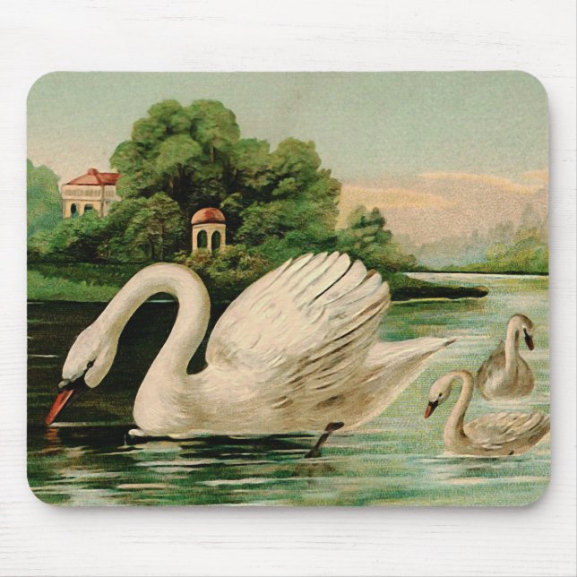 Vintage Swan im Lake Mousepad (Vorne)