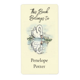 Vintage Swan Reflection Colorized Book Plate