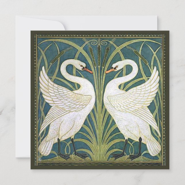 Vintage Swans Brautdusche Einladung (Vorderseite)