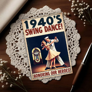 Vintage Swing Dance Gruß an die Dienste Postkarte