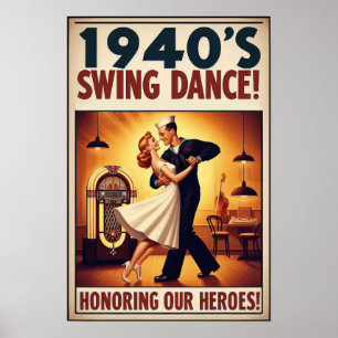 Vintage Swing Dance Hommage an den Dienst Poster