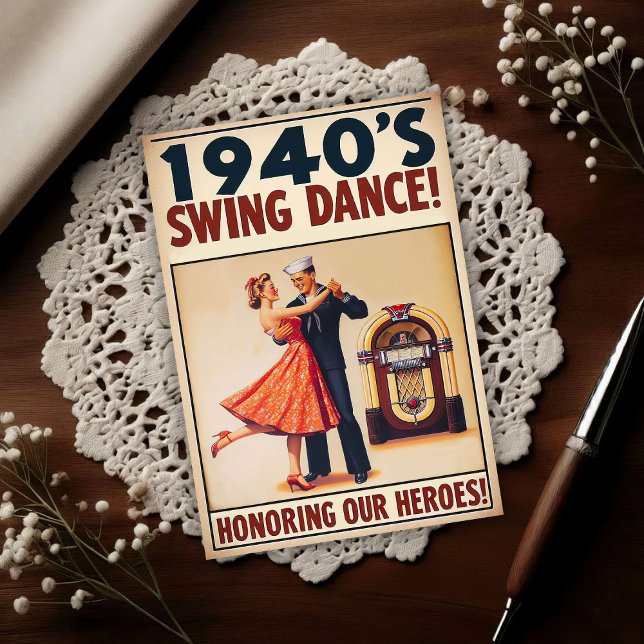 Vintage Swing Dance Salute to Service  Postkarte (Von Creator hochgeladen)