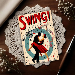 Vintage-Swing-Tanzabend Postkarte