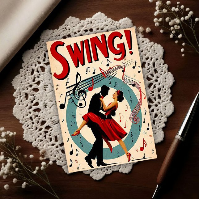Vintage-Swing-Tanzabend  Postkarte (Von Creator hochgeladen)