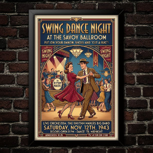 Vintage-Swing-Tanzposter Poster