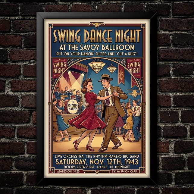 Vintage-Swing-Tanzposter Poster (Von Creator hochgeladen)