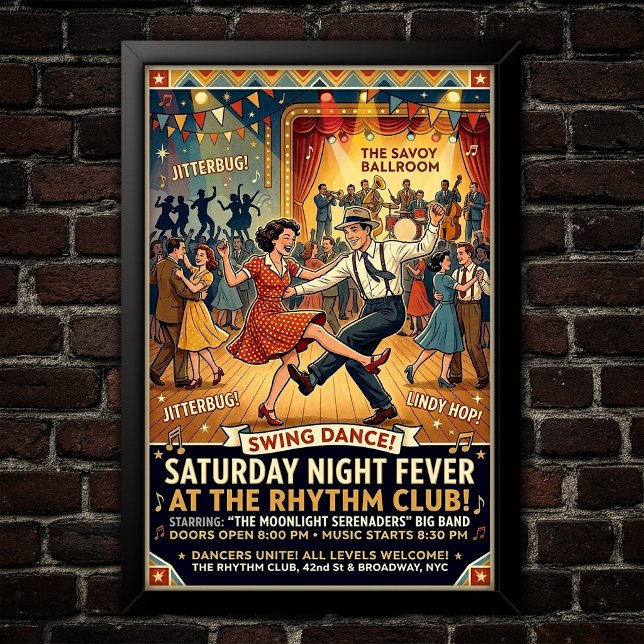 Vintage-Swing-Tanzposter Poster (Von Creator hochgeladen)