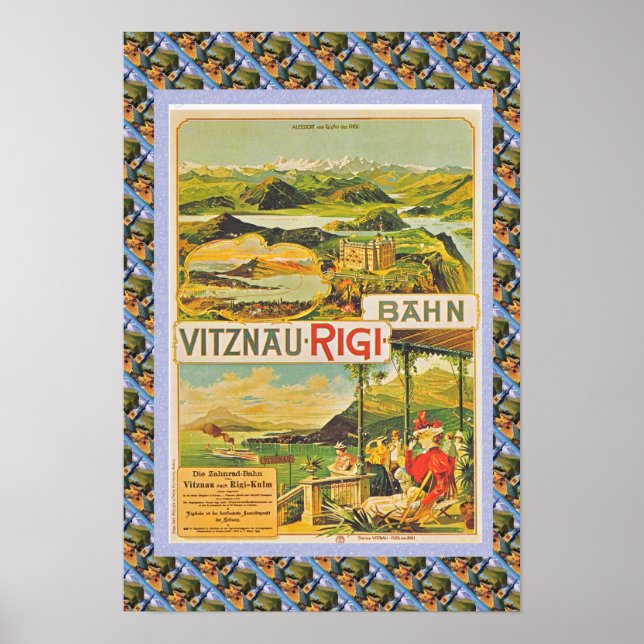 Vintage Swiss Poster Vitznau Rigi Bahn (Vorne)