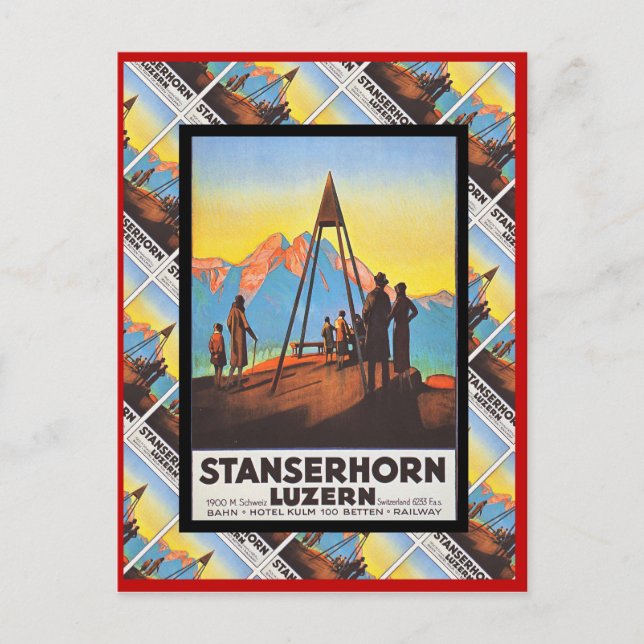 Vintage Switzerland, Lucerne, Stanzerhorn Postkarte (Vorderseite)