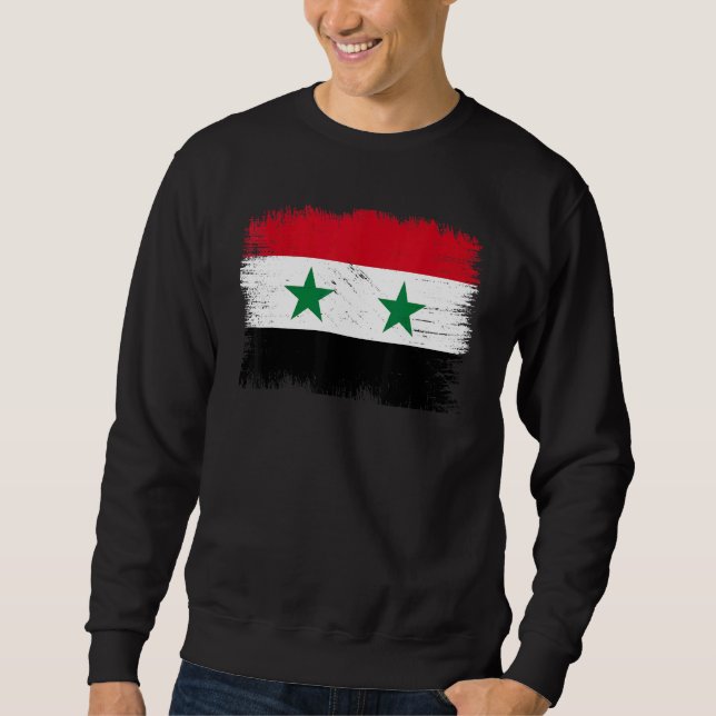Vintage Syrian Arab Republic Flag Syrian Independe Sweatshirt (Vorderseite)