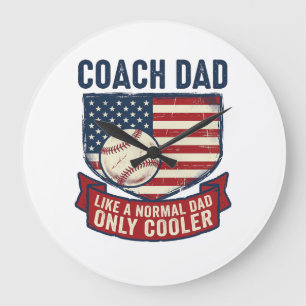 Vintage-T-Shirt-Design für patriotischen Baseball- Große Wanduhr