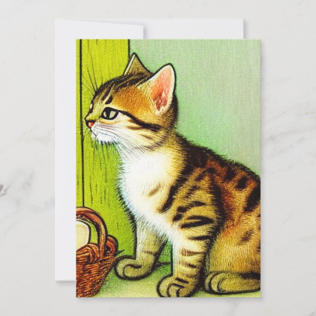 Vintage Tabby Cat Illustration Ankündigung (Vorderseite)