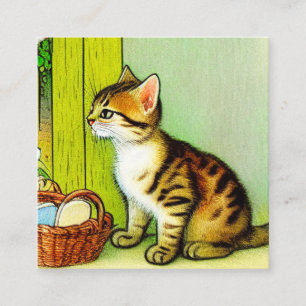 Vintage Tabby Cat Illustration Begleitkarte