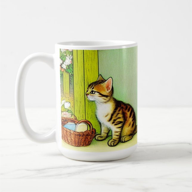 Vintage Tabby Cat Illustration Kaffeetasse (Links)