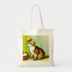 Vintage Tabby Cat Illustration Tragetasche