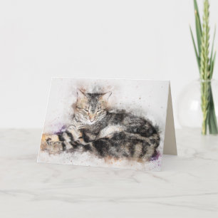 Vintage-Tabby-Kat-Grußkarte Karte