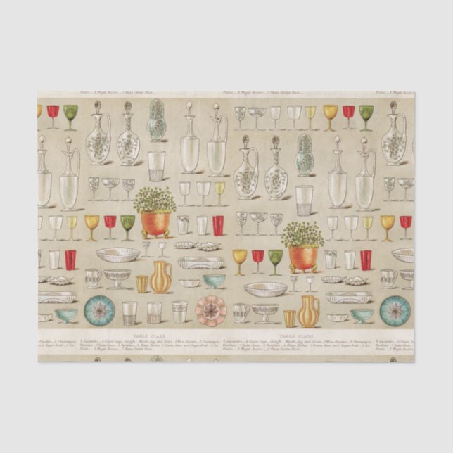 Vintage Tabellen-Glas-Neuheit Seidenpapier (Vorderseite)