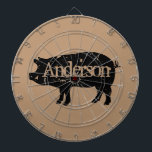 Vintage Tafel Dartscheibe<br><div class="desc">Vintages Schwein, kundenspezifische Tafel. Rustikales Design mit personalisiertem Text. Bauerndesign Laden Sie optional Ihr eigenes Bild hoch.</div>