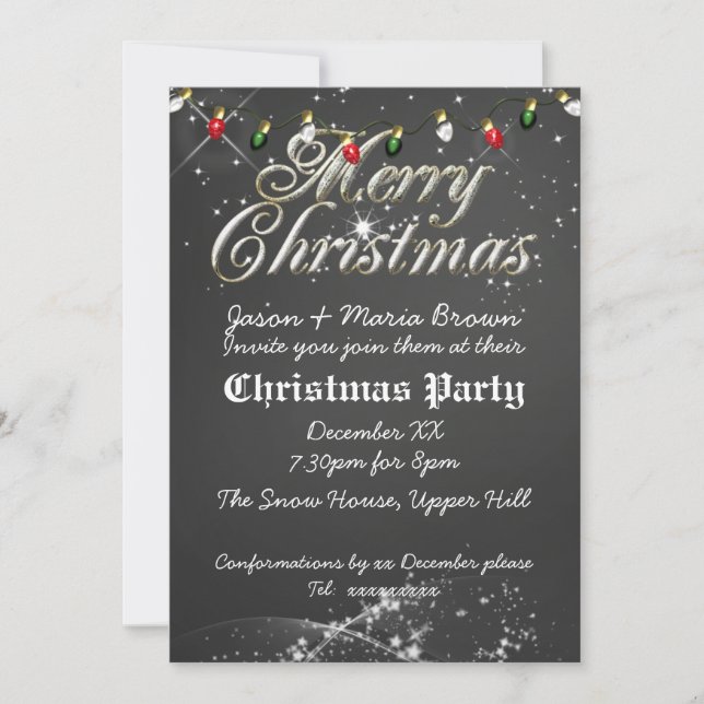 Vintage Tafel-multi WeihnachtsParty Einladung (Vorderseite)