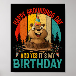 Vintage Tag des Murmeltieres und mein Geburtstag N Poster