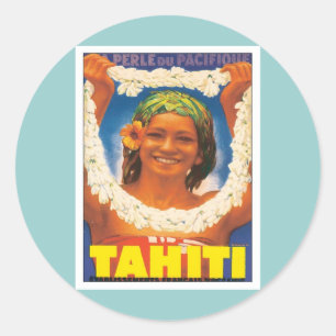 Vintage Tahiti Runder Aufkleber