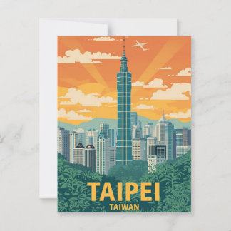 Vintage Taipei Taiwan Reiseplakat Postkarte