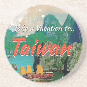Vintage Taiwan Reiseplakat Getränkeuntersetzer