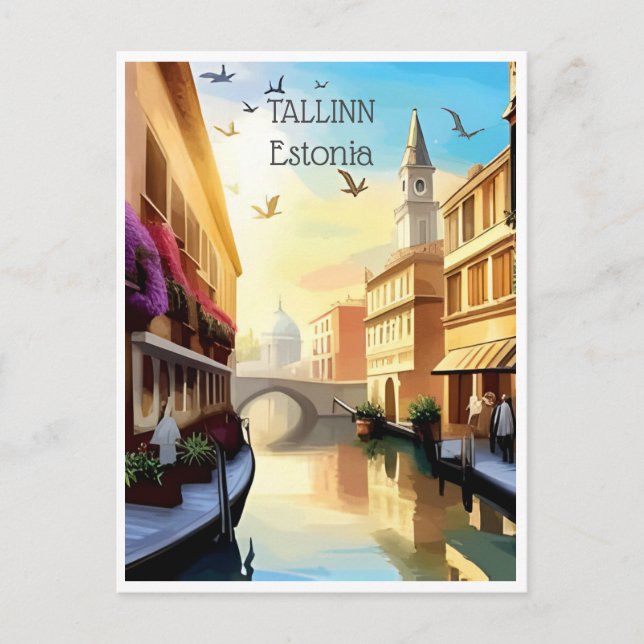 Vintage Tallinn Estland Estland Stadt Postkarte (Vorderseite)