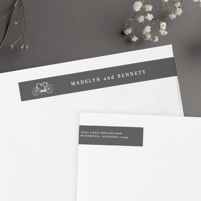 Vintage Tandem-Bicycle Wedding-Rücksendeadresse (Von Creator hochgeladen)