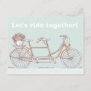 Vintage Tandemfahrrad Postkarte