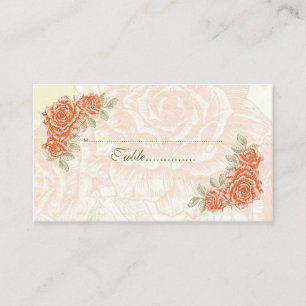 Vintage tangerine orange rose mariage carte place
