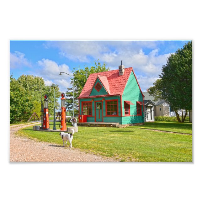 Vintage Tankstelle, Rote Eiche II, Missouri Fotodruck (Vorne)