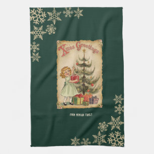 Vintage-Tannenbaum-Weihnachtsgeschenke für kleine Geschirrtuch