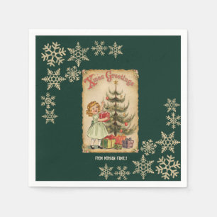 Vintage-Tannenbaum-Weihnachtsgeschenke für kleine  Serviette