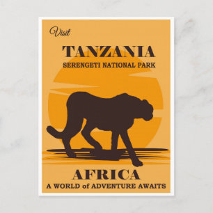 Vintage Tansania Afrika Serengeti-Nationalpark Postkarte