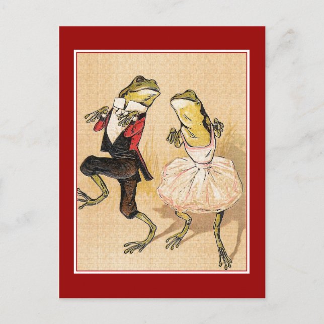 Vintage tanzende Frösche Postkarte (Vorderseite)
