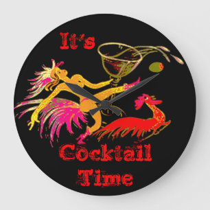 Vintage Tanzende Lady Martini Hahn Cocktails Bar Große Wanduhr