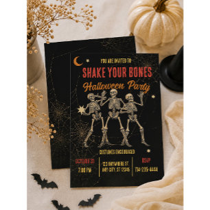 Vintage tanzendes Skelett Halloween Einladung