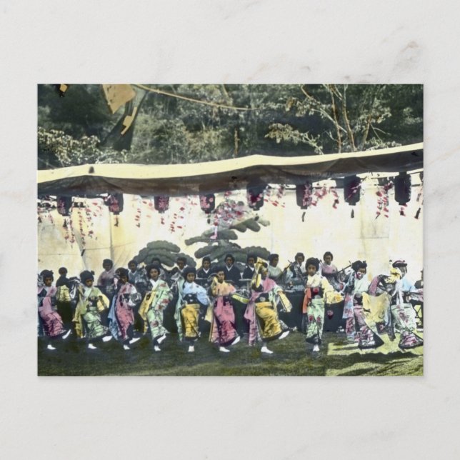 Vintage Tänzer des Japanischen Kirchenfestivals Postkarte (Vorderseite)