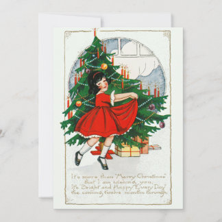 Vintage-Tanzmädchen-Weihnachtskarte Feiertagskarte