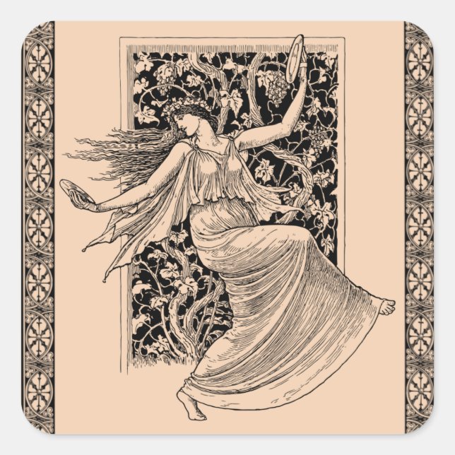 Vintage Tanzsticker Quadratischer Aufkleber (Vorderseite)