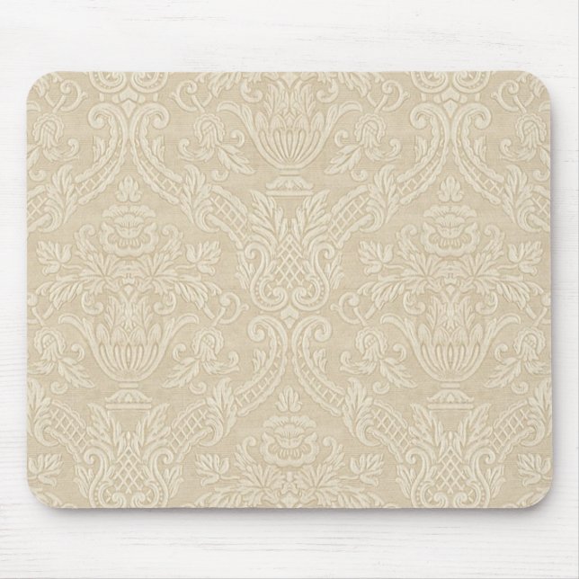 Vintage Tapeten-beige eleganter mit Blumendamast Mousepad (Vorne)