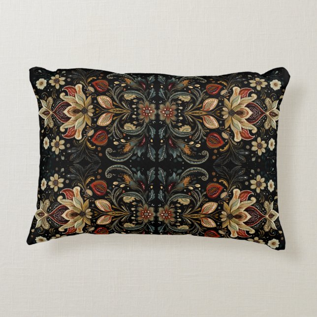 Vintage Tapisserie mit Blumenmuster Dekokissen (Rückseite)