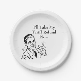 Vintage-Tarif-Rückerstattungsscheck Pappteller