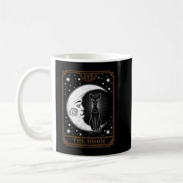 Vintage Tarot Card Crescent Moon Stars Ägyptische  Kaffeetasse (Links)
