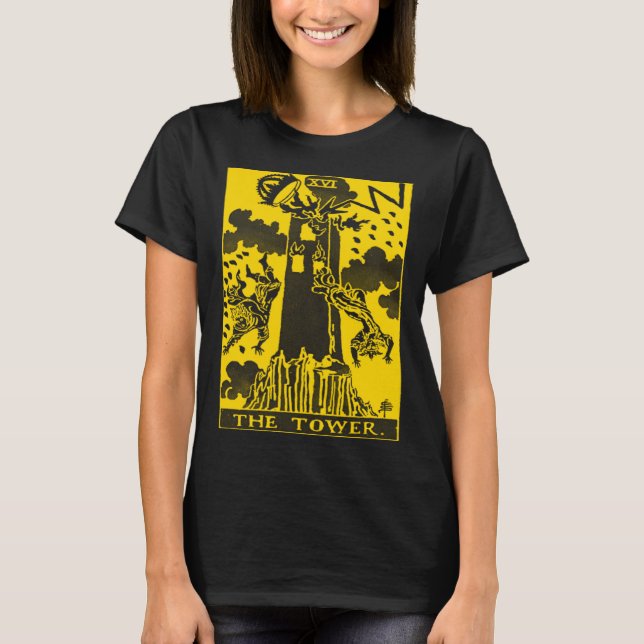 VINTAGE TAROT CARD THE TOWER T-Shirt (Vorderseite)