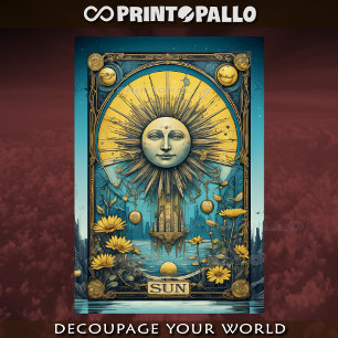 Vintage-Tarot-Sonne-Karte Seidenpapier