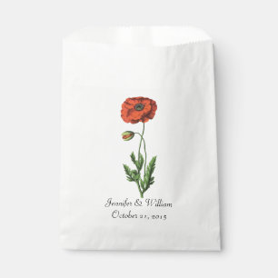 Vintage Tasche mit rotem Mohn Gastgeschenk Hochzei Geschenktütchen